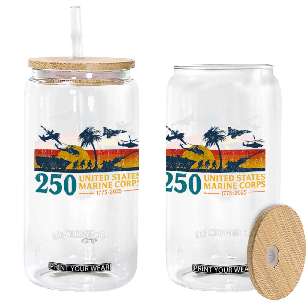 Marine 250th Anniversary Glass Can Patriotic Military Gift for Veterans TS10 Print Your Wear