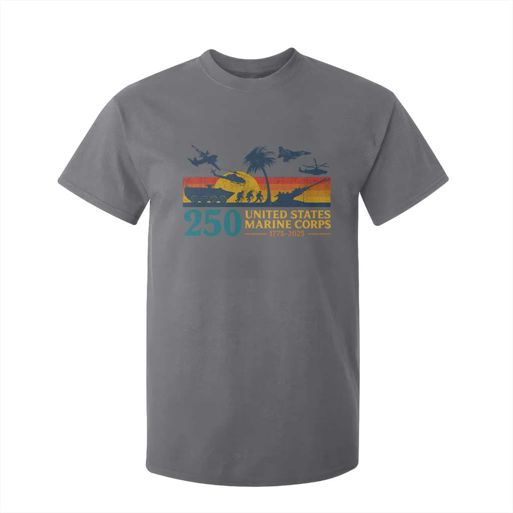 Marine 250th Anniversary T Shirt For Kid Patriotic Military Gift for Veterans TS10 Charcoal Print Your Wear