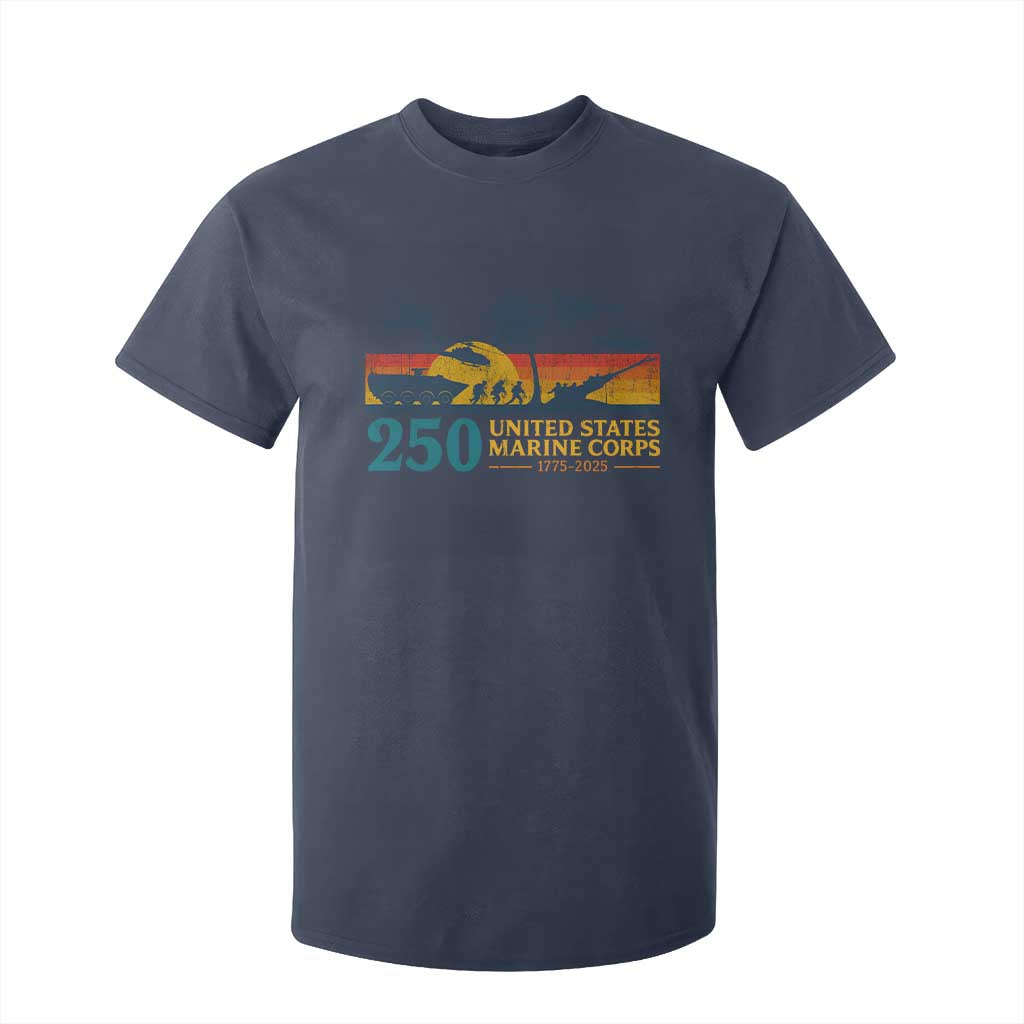 Marine 250th Anniversary T Shirt For Kid Patriotic Military Gift for Veterans TS10 Navy Print Your Wear