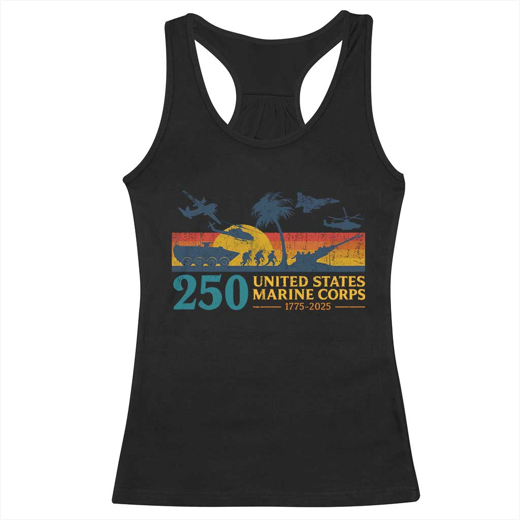 Marine 250th Anniversary Racerback Tank Top Patriotic Military Gift for Veterans TS10 Black Print Your Wear