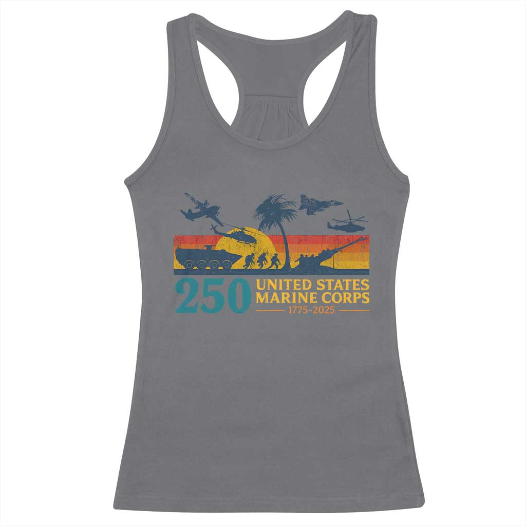 Marine 250th Anniversary Racerback Tank Top Patriotic Military Gift for Veterans TS10 Charcoal Print Your Wear