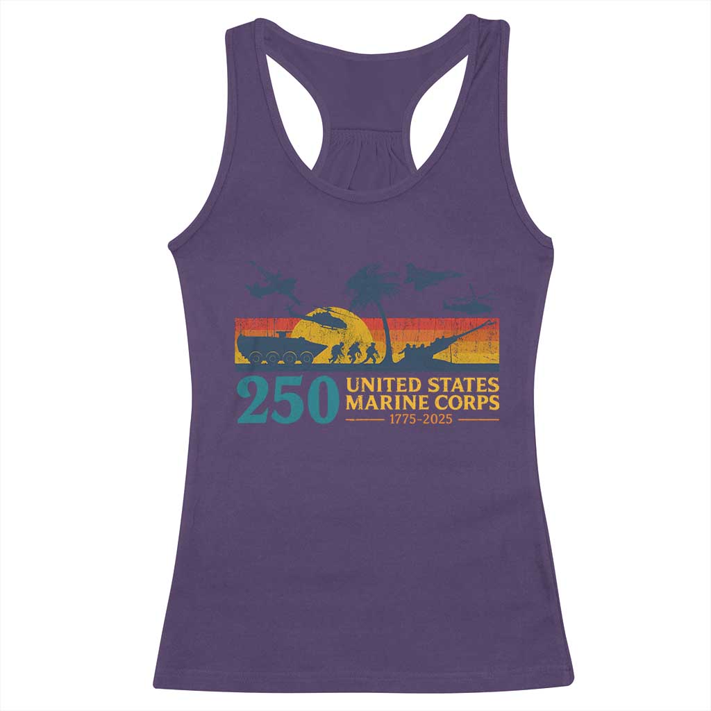 Marine 250th Anniversary Racerback Tank Top Patriotic Military Gift for Veterans TS10 Purple Print Your Wear