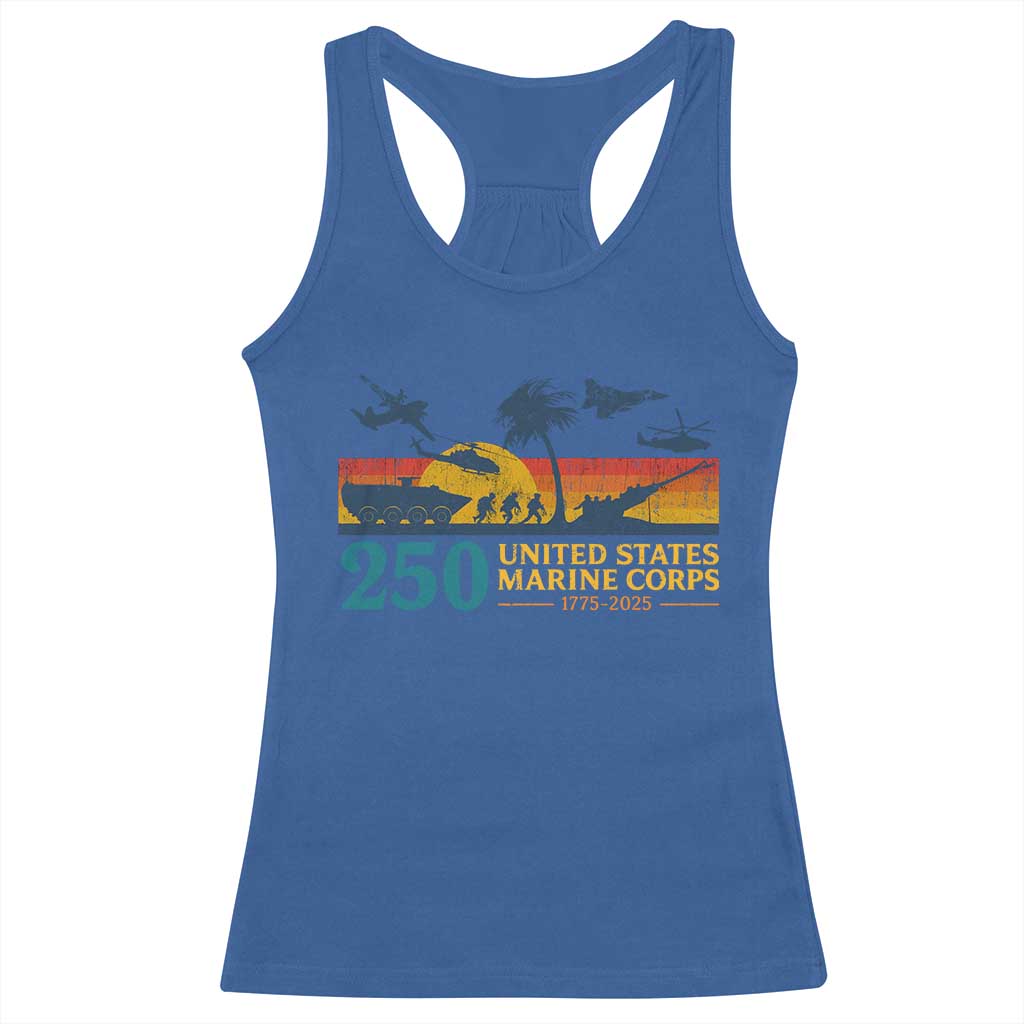 Marine 250th Anniversary Racerback Tank Top Patriotic Military Gift for Veterans TS10 Royal Blue Print Your Wear