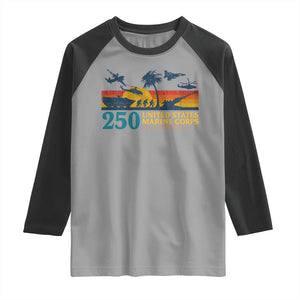 Marine 250th Anniversary Raglan Shirt Patriotic Military Gift for Veterans TS10 Sport Gray Black Print Your Wear