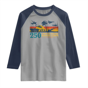 Marine 250th Anniversary Raglan Shirt Patriotic Military Gift for Veterans TS10 Sport Gray Navy Print Your Wear