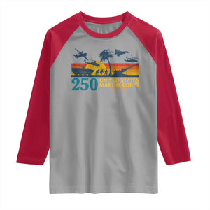 Marine 250th Anniversary Raglan Shirt Patriotic Military Gift for Veterans TS10 Sport Gray Red Print Your Wear