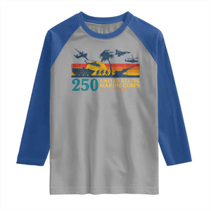 Marine 250th Anniversary Raglan Shirt Patriotic Military Gift for Veterans TS10 Sport Gray Royal Print Your Wear