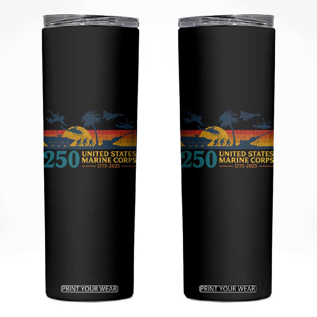 Marine 250th Anniversary Skinny Tumbler Patriotic Military Gift for Veterans TS10 Black Print Your Wear