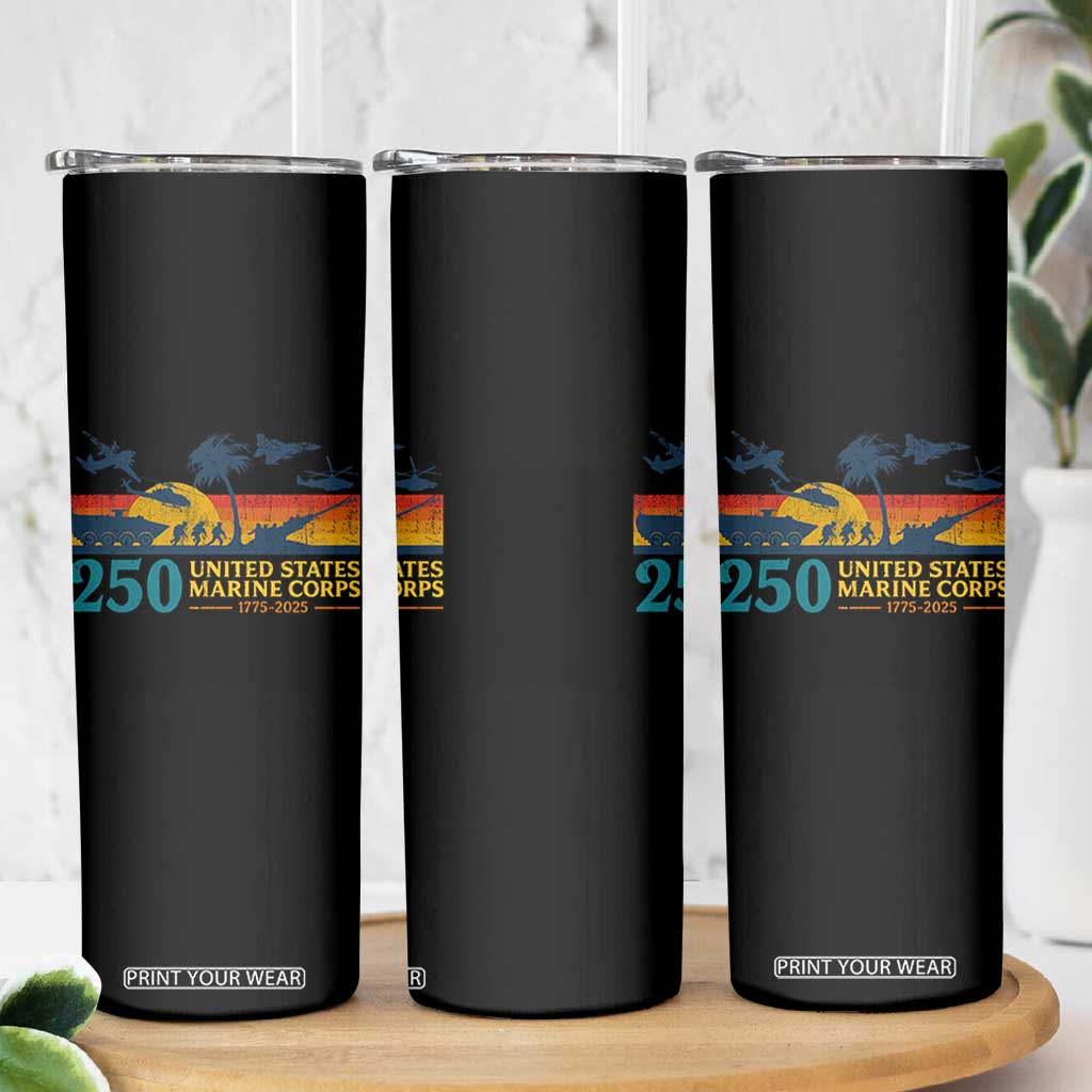 Marine 250th Anniversary Skinny Tumbler Patriotic Military Gift for Veterans TS10 Print Your Wear