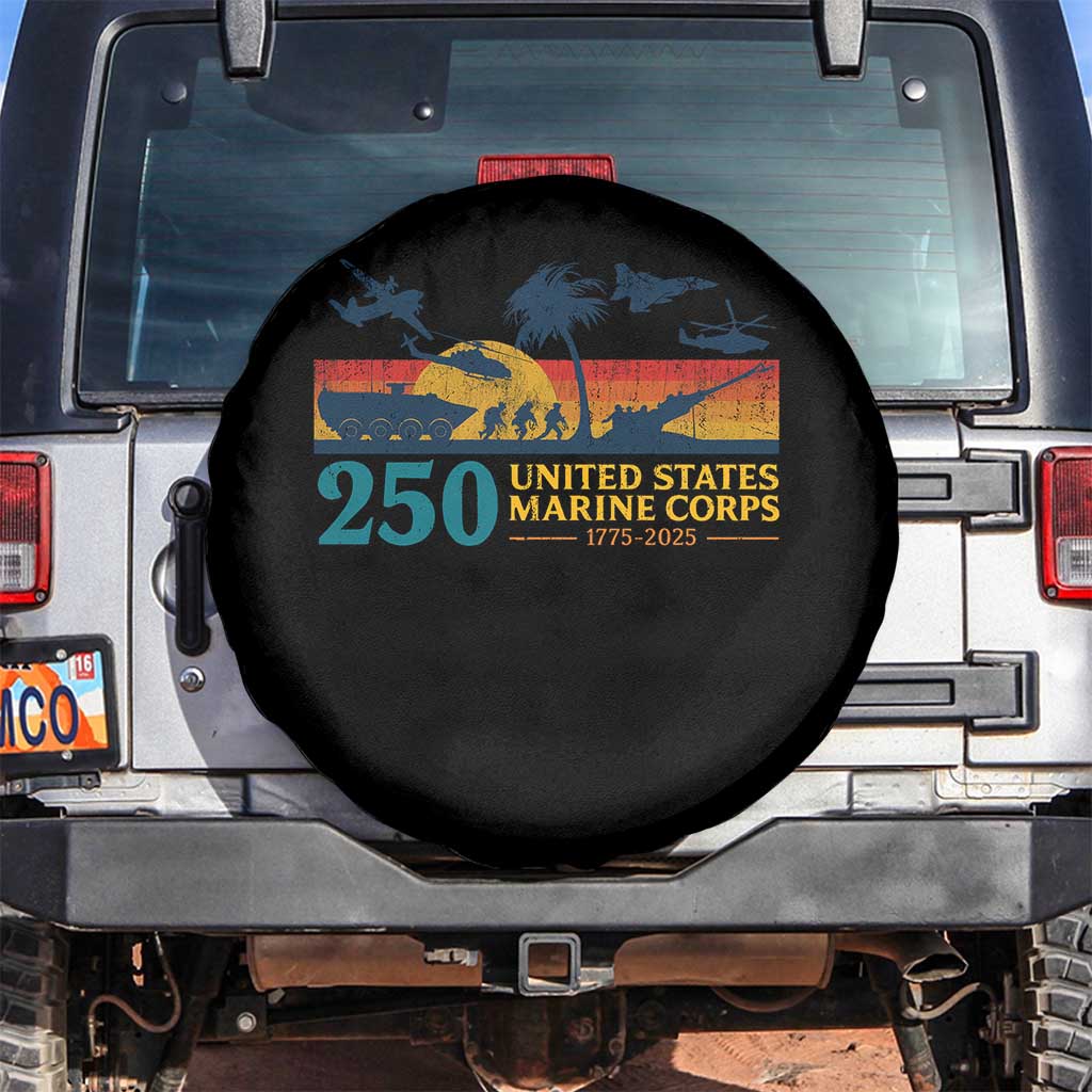 Marine 250th Anniversary Spare Tire Cover Patriotic Military Gift for Veterans TS10 No hole Black Print Your Wear