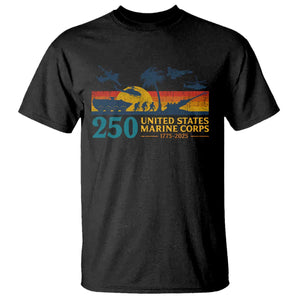 Marine 250th Anniversary T Shirt Patriotic Military Gift for Veterans TS10 Black Print Your Wear