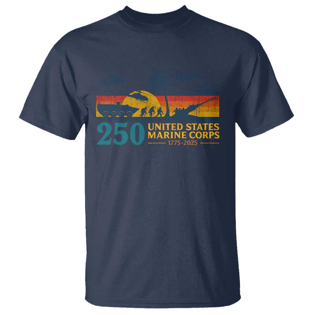 Marine 250th Anniversary T Shirt Patriotic Military Gift for Veterans TS10 Navy Print Your Wear