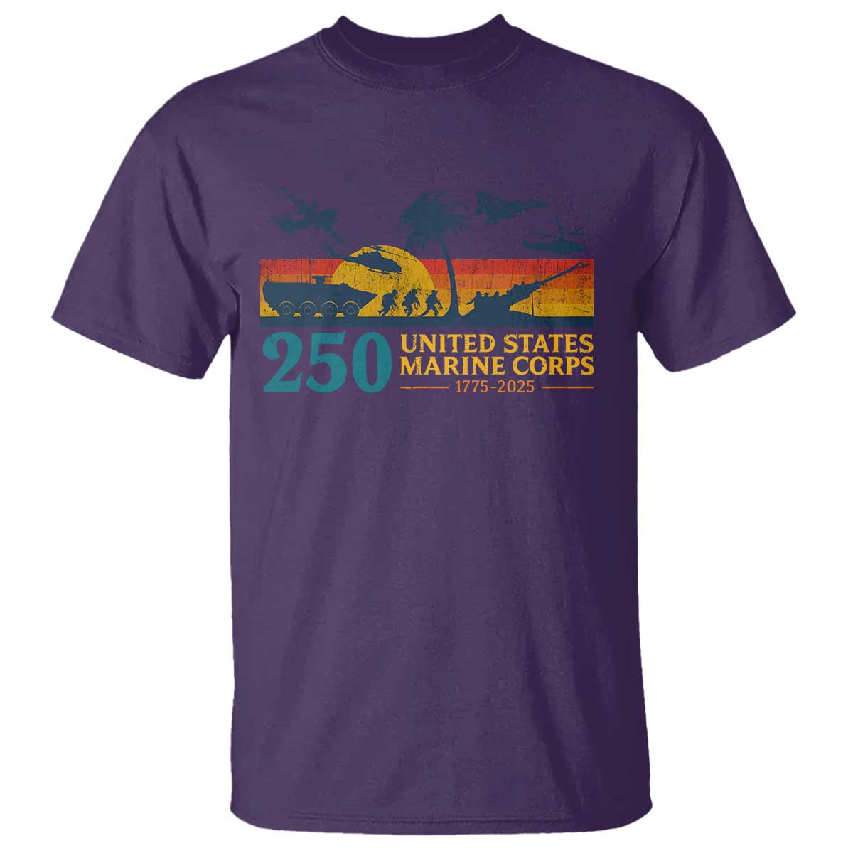 Marine 250th Anniversary T Shirt Patriotic Military Gift for Veterans TS10 Purple Print Your Wear