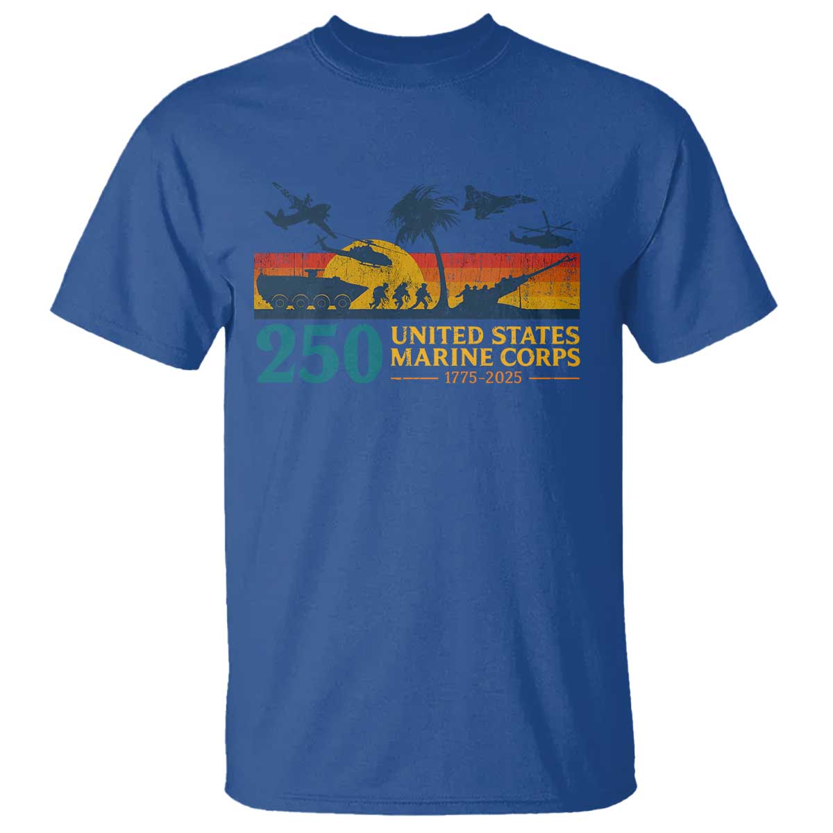 Marine 250th Anniversary T Shirt Patriotic Military Gift for Veterans TS10 Royal Blue Print Your Wear