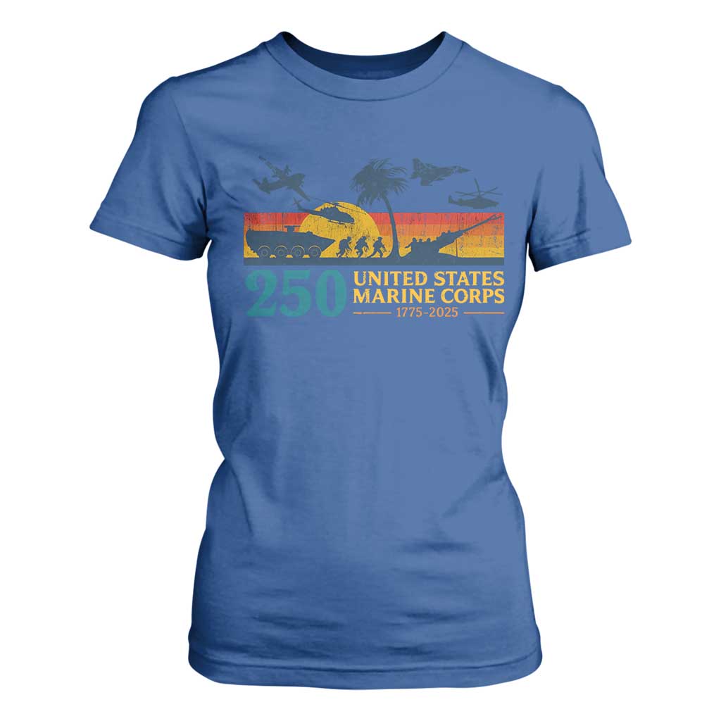 Marine 250th Anniversary T Shirt For Women Patriotic Military Gift for Veterans TS10 Royal Blue Print Your Wear