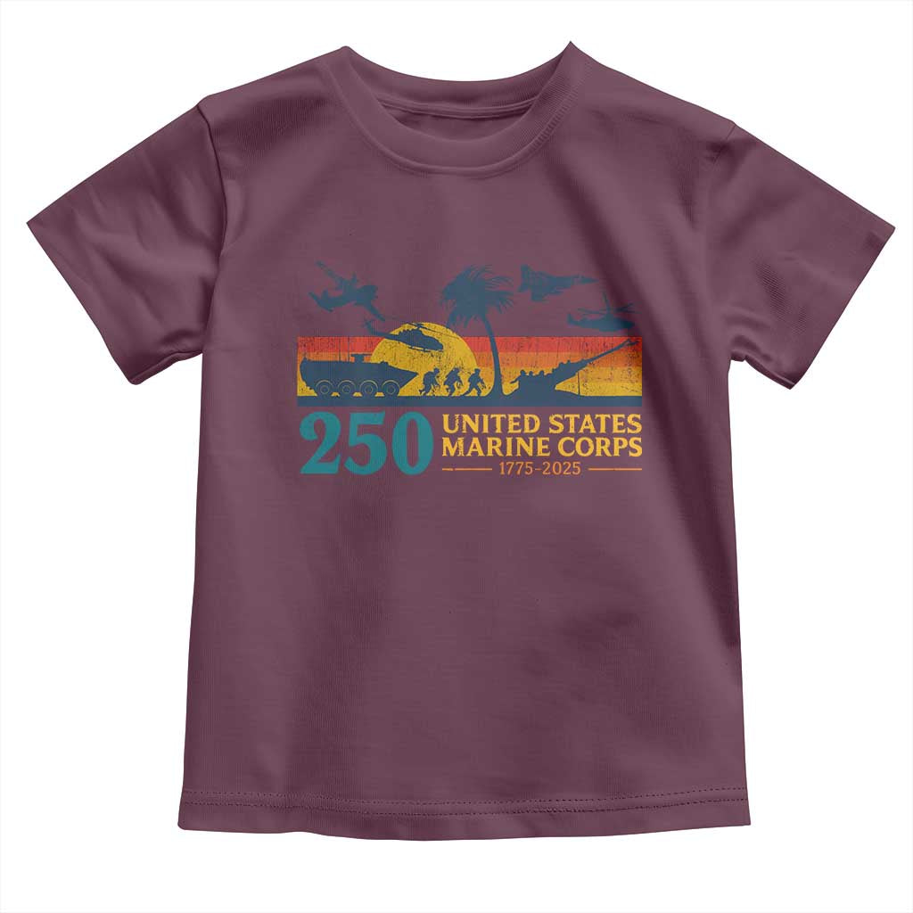 Marine 250th Anniversary Toddler T Shirt Patriotic Military Gift for Veterans TS10 Maroon Print Your Wear