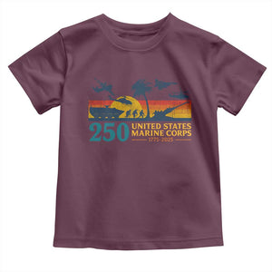 Marine 250th Anniversary Toddler T Shirt Patriotic Military Gift for Veterans TS10 Maroon Print Your Wear