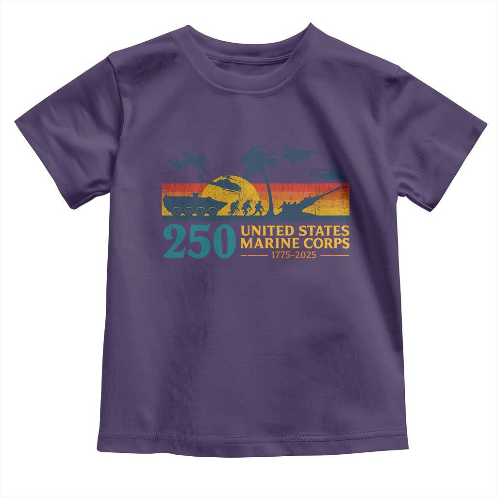 Marine 250th Anniversary Toddler T Shirt Patriotic Military Gift for Veterans TS10 Purple Print Your Wear
