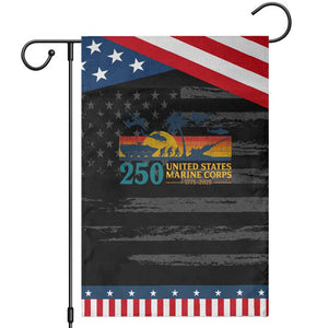 Marine 250th Anniversary Garden Flag Patriotic Military Gift for Veterans TS10 Distressed Black Blue Print Your Wear