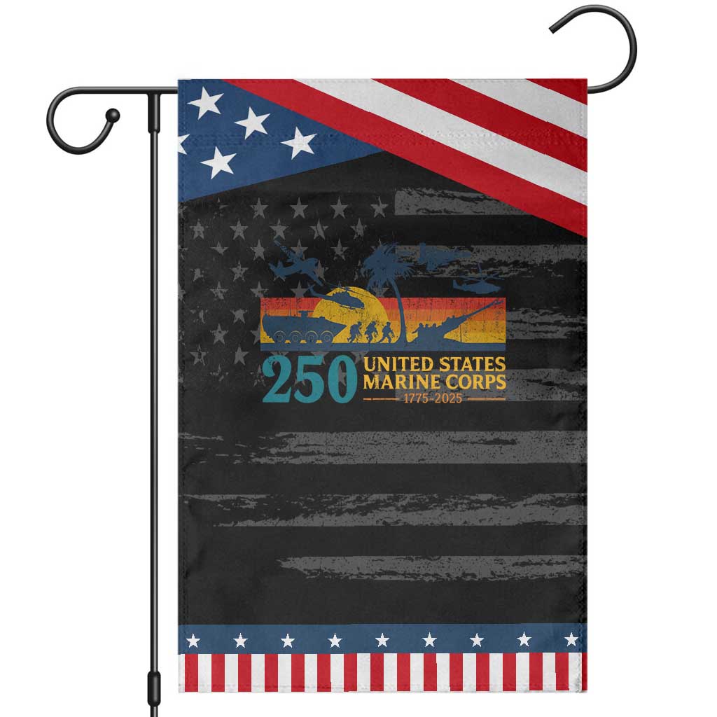 Marine 250th Anniversary Garden Flag Patriotic Military Gift for Veterans TS10 Distressed Black Blue Print Your Wear
