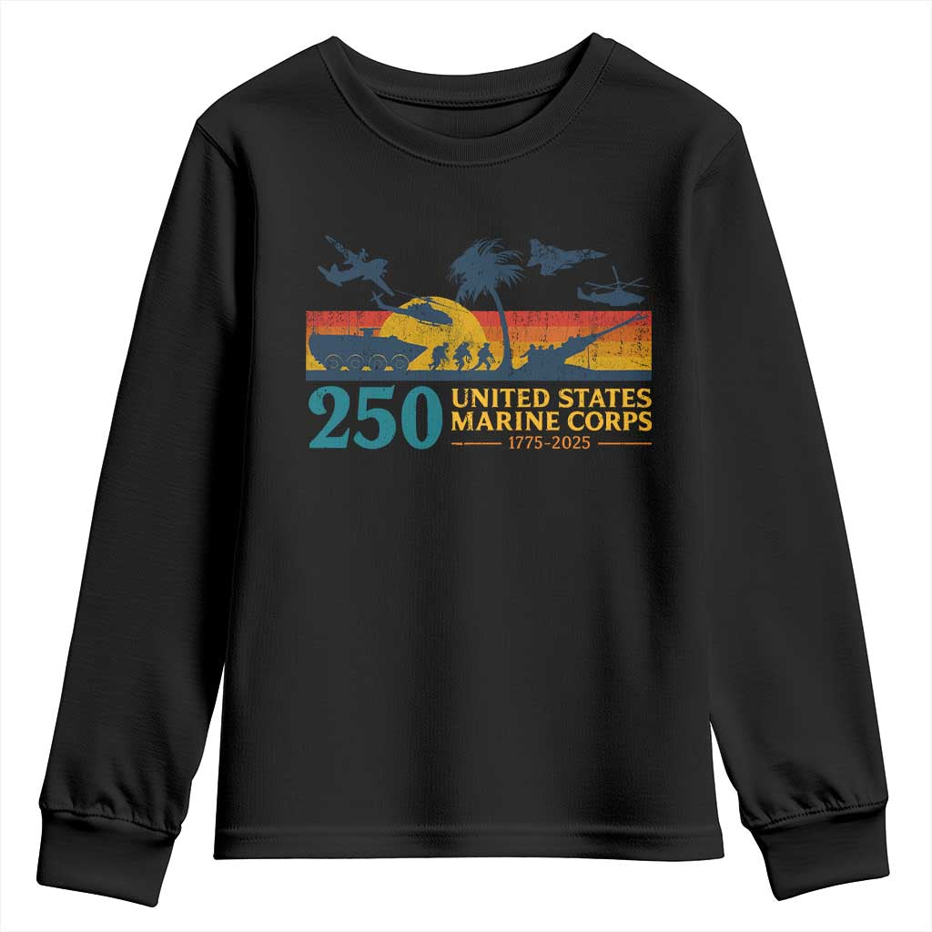 Marine 250th Anniversary Youth Sweatshirt Patriotic Military Gift for Veterans TS10 Black Print Your Wear