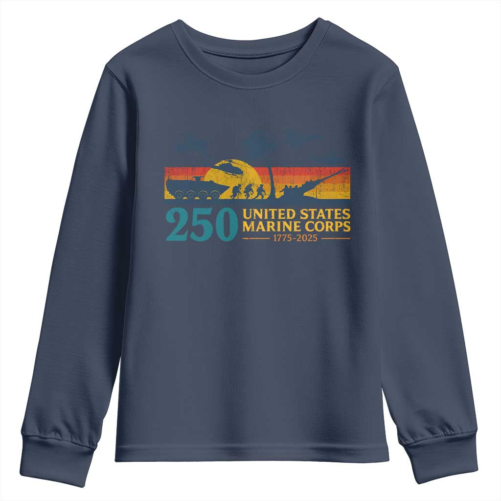 Marine 250th Anniversary Youth Sweatshirt Patriotic Military Gift for Veterans TS10 Navy Print Your Wear