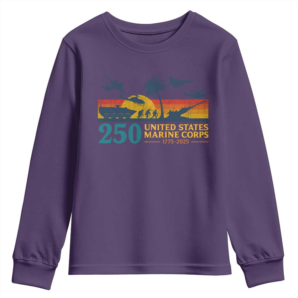 Marine 250th Anniversary Youth Sweatshirt Patriotic Military Gift for Veterans TS10 Purple Print Your Wear