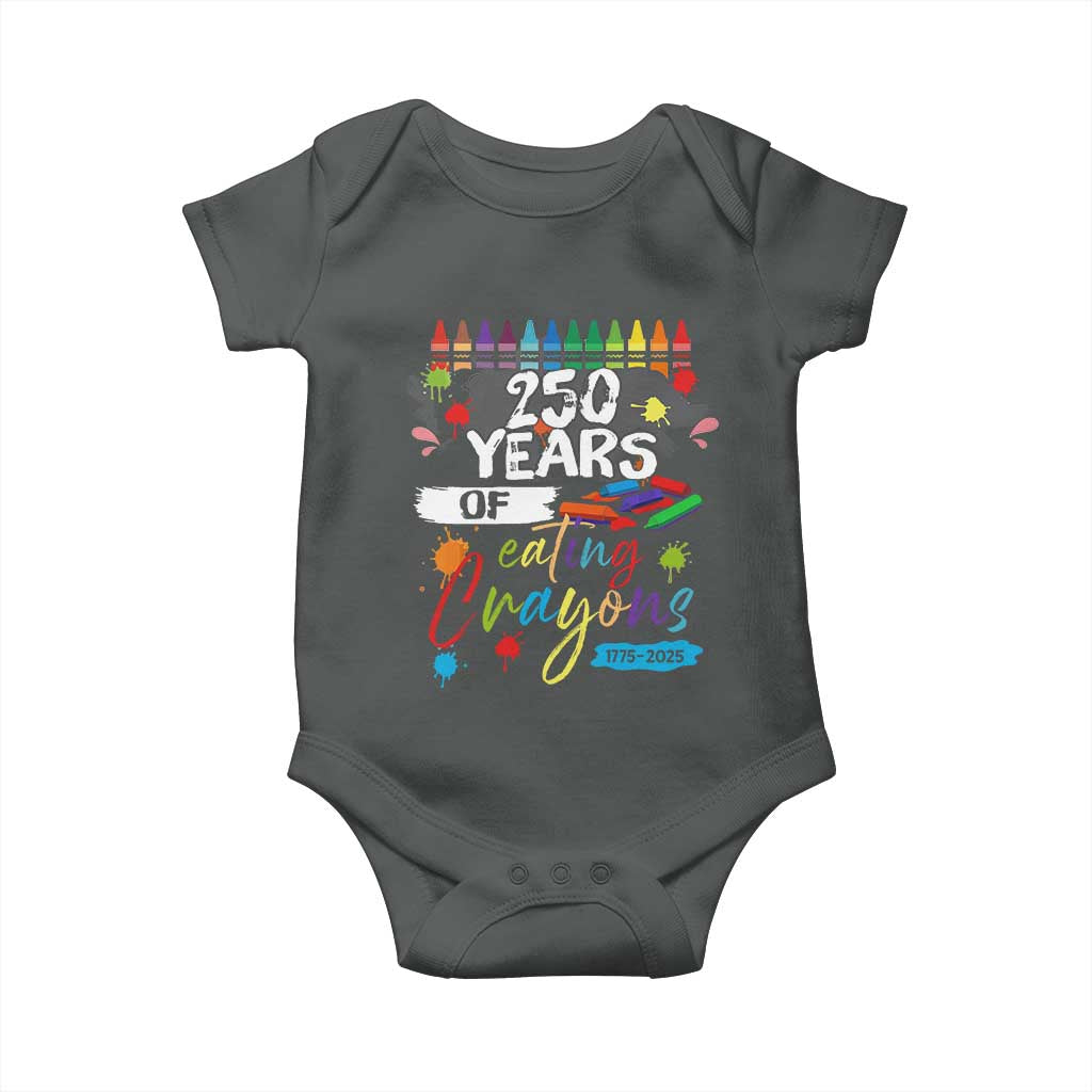 250 Years Of Eating Crayons Baby Onesie Marine Veteran 250th Anniversary TS10 Dark Heather Print Your Wear