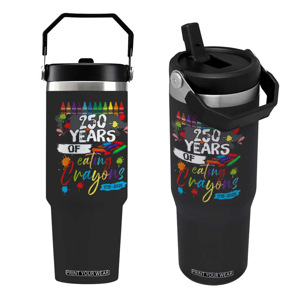 250 Years Of Eating Crayons Flip Straw Tumbler Marine Veteran 250th Anniversary TS10 One Size: 30 oz Black Print Your Wear