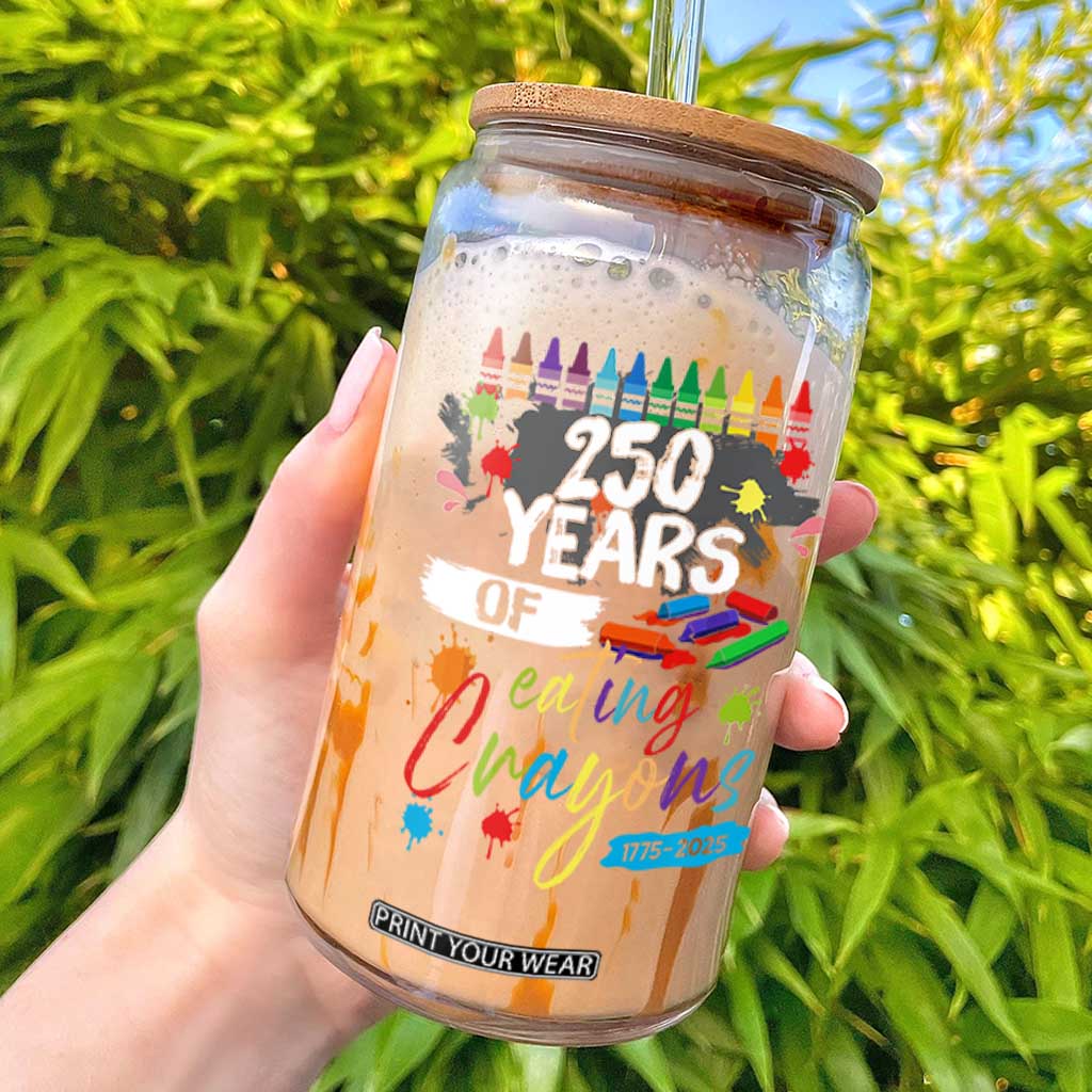 250 Years Of Eating Crayons Glass Can Marine Veteran 250th Anniversary TS10 Black Print Your Wear
