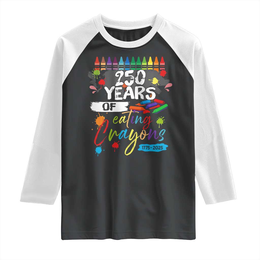 250 Years Of Eating Crayons Raglan Shirt Marine Veteran 250th Anniversary TS10 Black White Print Your Wear