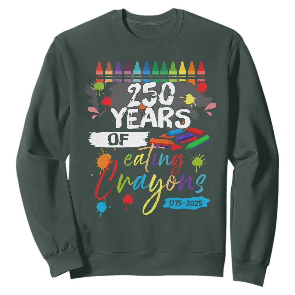 250 Years Of Eating Crayons Sweatshirt Marine Veteran 250th Anniversary TS10 Dark Forest Green Print Your Wear