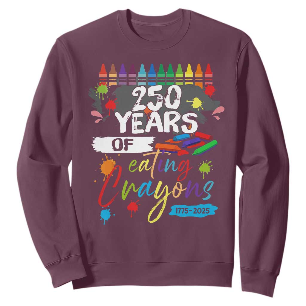 250 Years Of Eating Crayons Sweatshirt Marine Veteran 250th Anniversary TS10 Maroon Print Your Wear