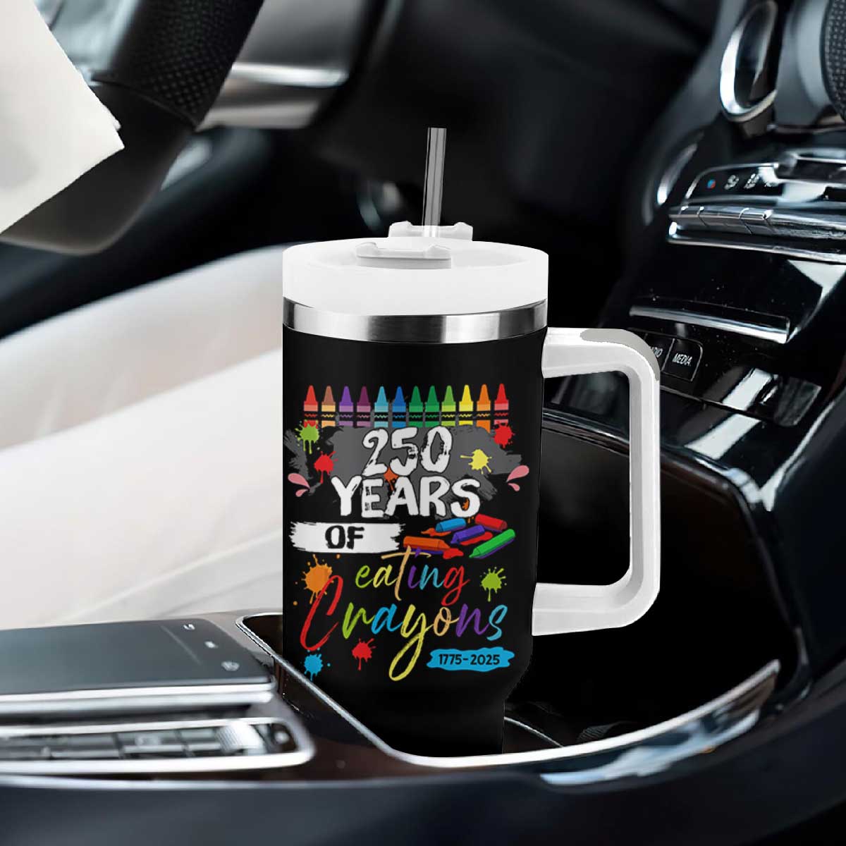 250 Years Of Eating Crayons Tumbler With Handle Marine Veteran 250th Anniversary TS10 Print Your Wear