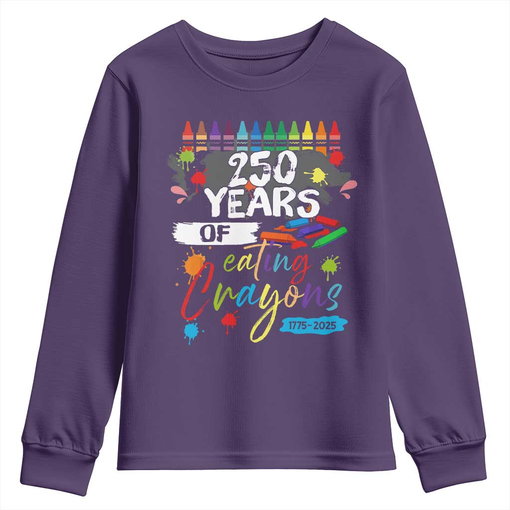 250 Years Of Eating Crayons Youth Sweatshirt Marine Veteran 250th Anniversary TS10 Purple Print Your Wear