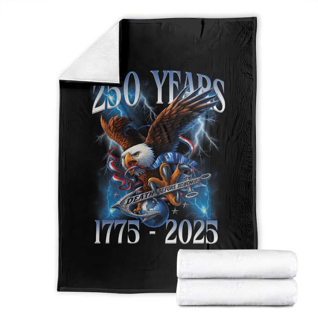 Marine Veteran 250th Anniversary Throw Blanket Eagle Patriotic Military Gift for Marines Veterans TS10 Black Print Your Wear