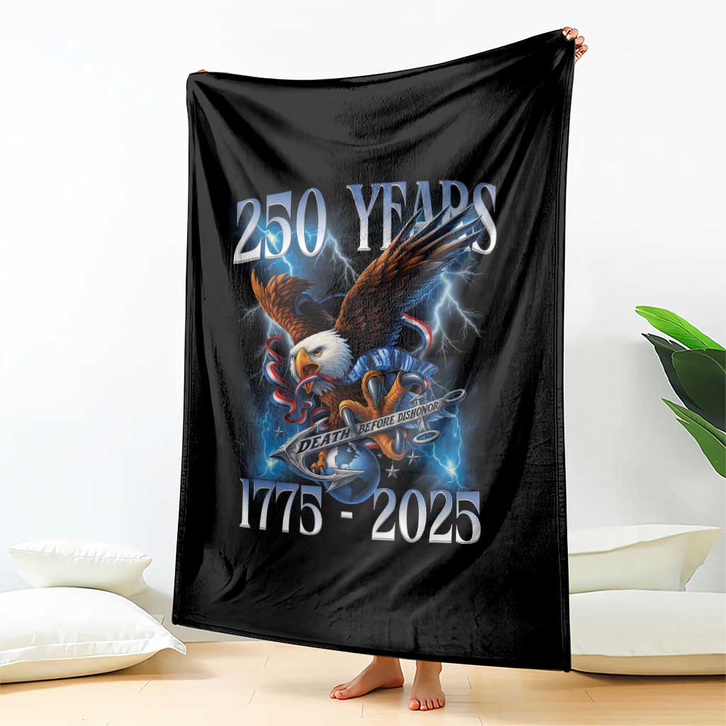 Marine Veteran 250th Anniversary Throw Blanket Eagle Patriotic Military Gift for Marines Veterans TS10 Print Your Wear