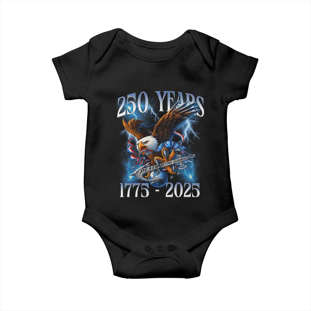 Marine Veteran 250th Anniversary Baby Onesie Eagle Patriotic Military Gift for Marines Veterans TS10 Black Print Your Wear
