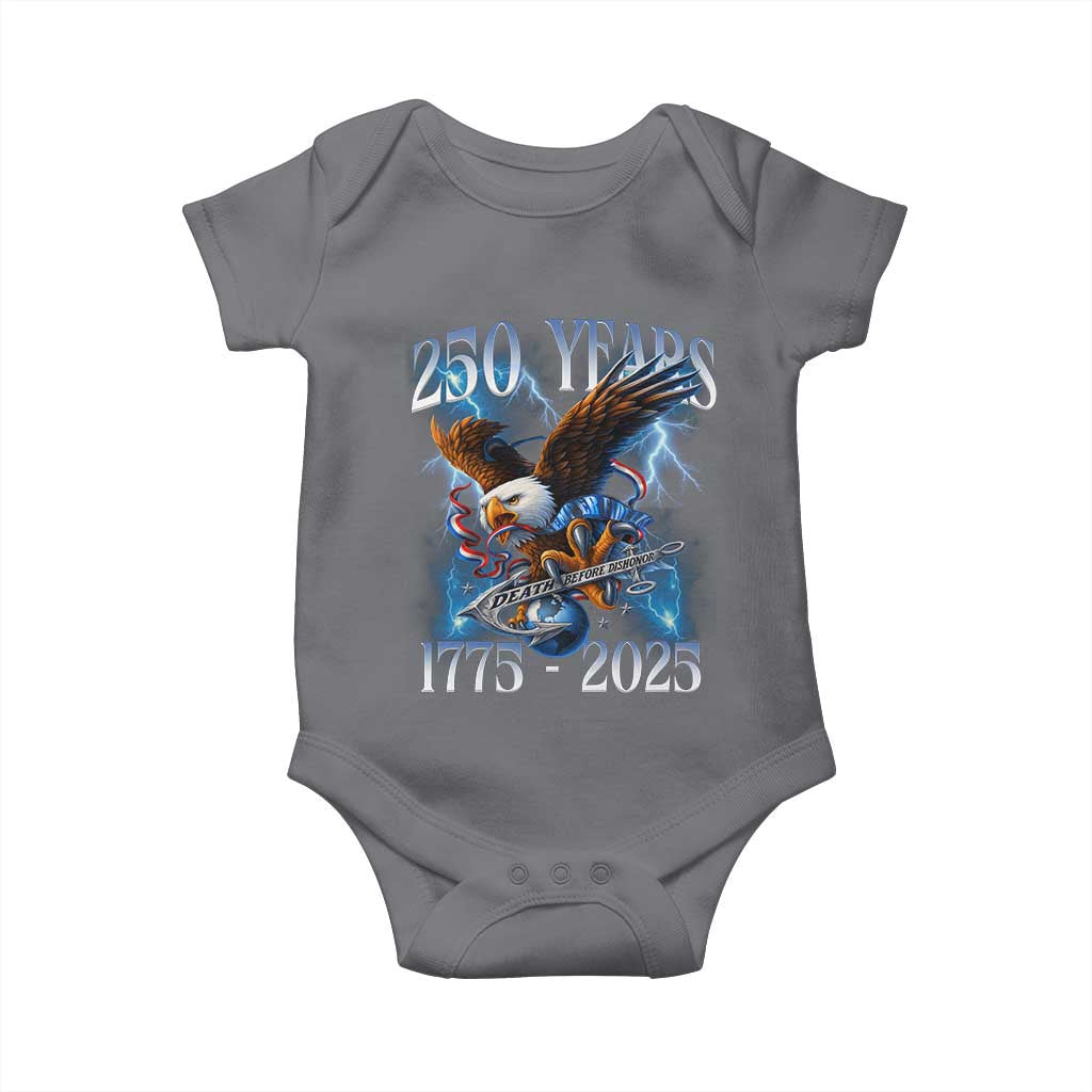 Marine Veteran 250th Anniversary Baby Onesie Eagle Patriotic Military Gift for Marines Veterans TS10 Charcoal Print Your Wear