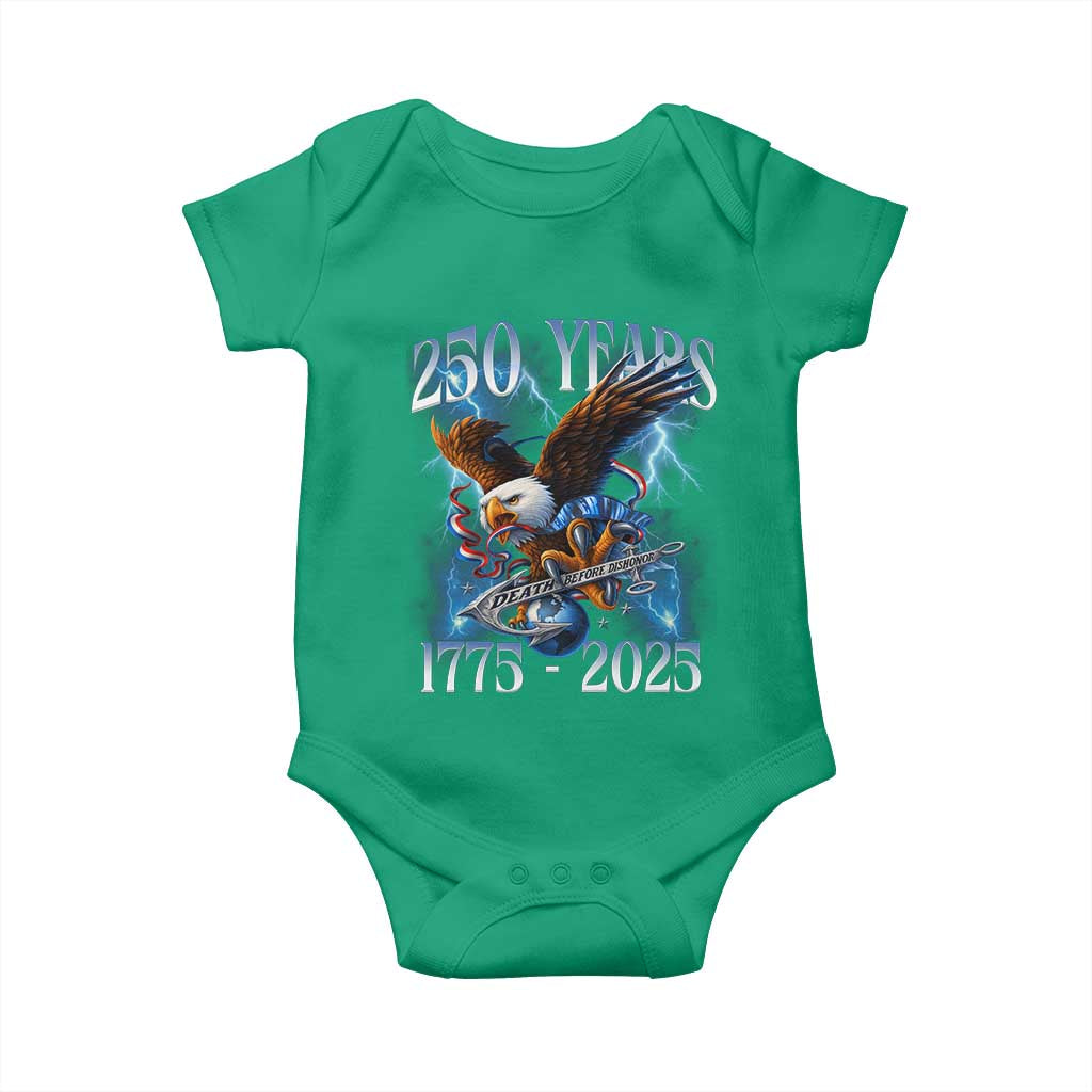 Marine Veteran 250th Anniversary Baby Onesie Eagle Patriotic Military Gift for Marines Veterans TS10 Irish Green Print Your Wear