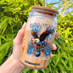 Marine Veteran 250th Anniversary Glass Can Eagle Patriotic Military Gift for Marines Veterans TS10 Black Print Your Wear