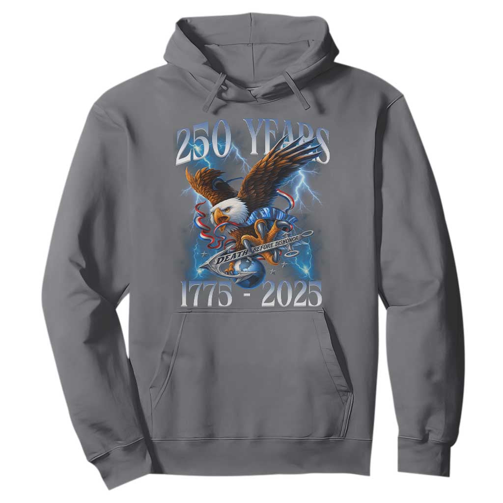 Marine Veteran 250th Anniversary Hoodie Eagle Patriotic Military Gift for Marines Veterans TS10 Charcoal Print Your Wear
