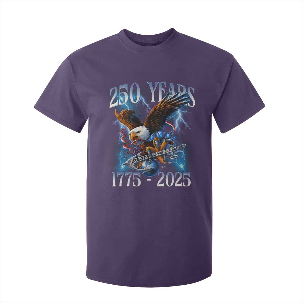 Marine Veteran 250th Anniversary T Shirt For Kid Eagle Patriotic Military Gift for Marines Veterans TS10 Purple Print Your Wear