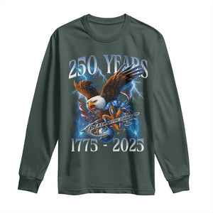 Marine Veteran 250th Anniversary Long Sleeve Shirt Eagle Patriotic Military Gift for Marines Veterans TS10 Dark Forest Green Print Your Wear