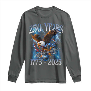 Marine Veteran 250th Anniversary Long Sleeve Shirt Eagle Patriotic Military Gift for Marines Veterans TS10 Dark Heather Print Your Wear