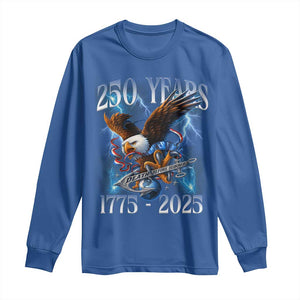 Marine Veteran 250th Anniversary Long Sleeve Shirt Eagle Patriotic Military Gift for Marines Veterans TS10 Royal Blue Print Your Wear
