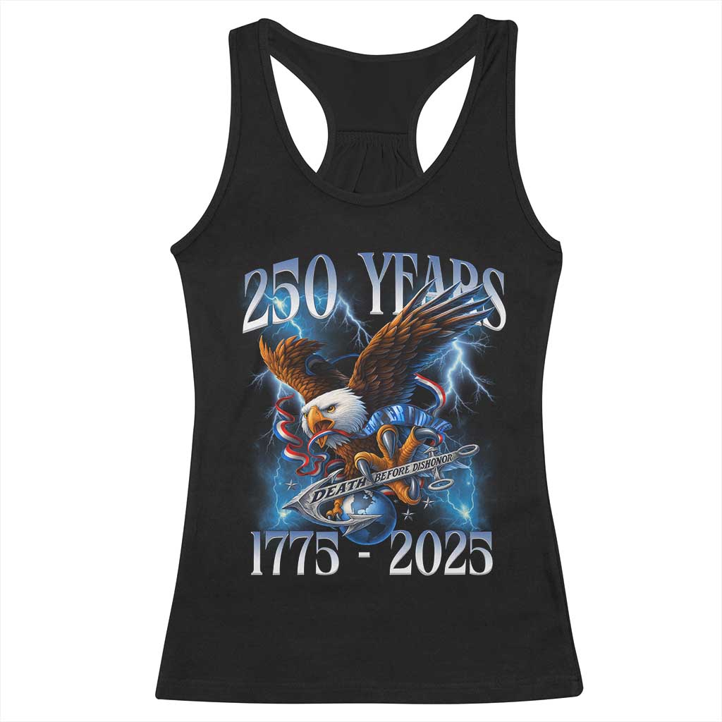 Marine Veteran 250th Anniversary Racerback Tank Top Eagle Patriotic Military Gift for Marines Veterans TS10 Black Print Your Wear