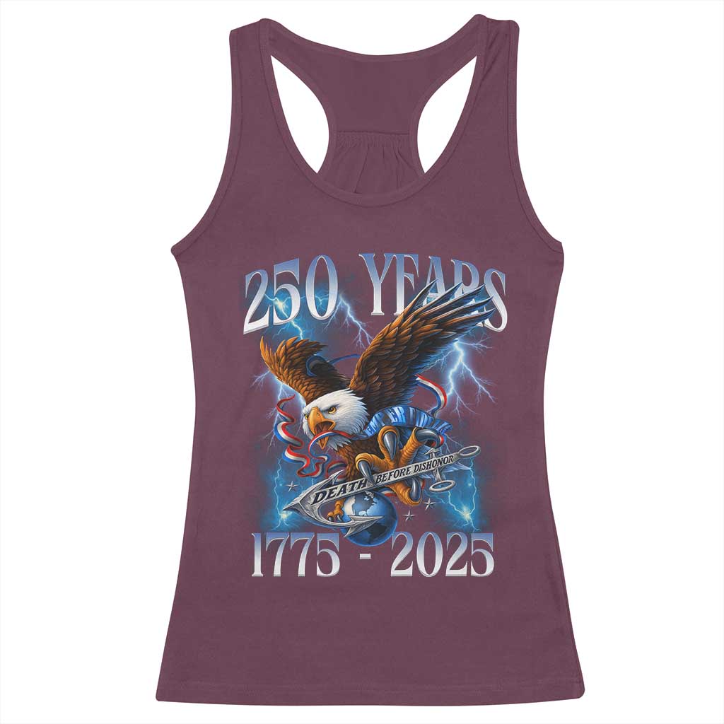 Marine Veteran 250th Anniversary Racerback Tank Top Eagle Patriotic Military Gift for Marines Veterans TS10 Maroon Print Your Wear