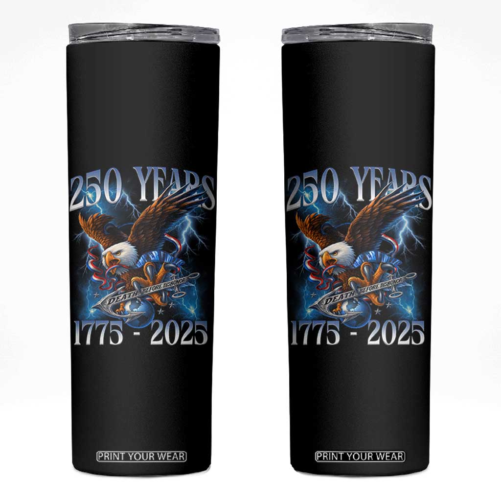 Marine Veteran 250th Anniversary Skinny Tumbler Eagle Patriotic Military Gift for Marines Veterans TS10 Black Print Your Wear