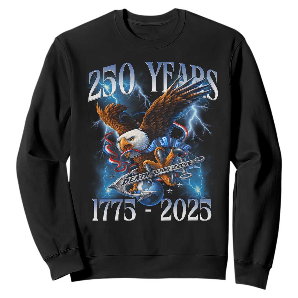 Marine Veteran 250th Anniversary Sweatshirt Eagle Patriotic Military Gift for Marines Veterans TS10 Black Print Your Wear